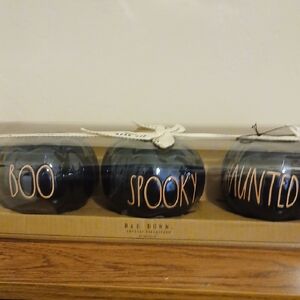 Rae Dunn Black Halloween Candle Set - Boo, Spooky, Haunted